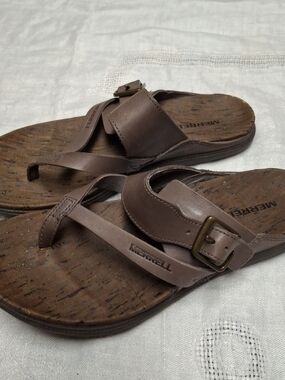 Merrell Women's Around Town Luxe Sandals 8 Brown Leather